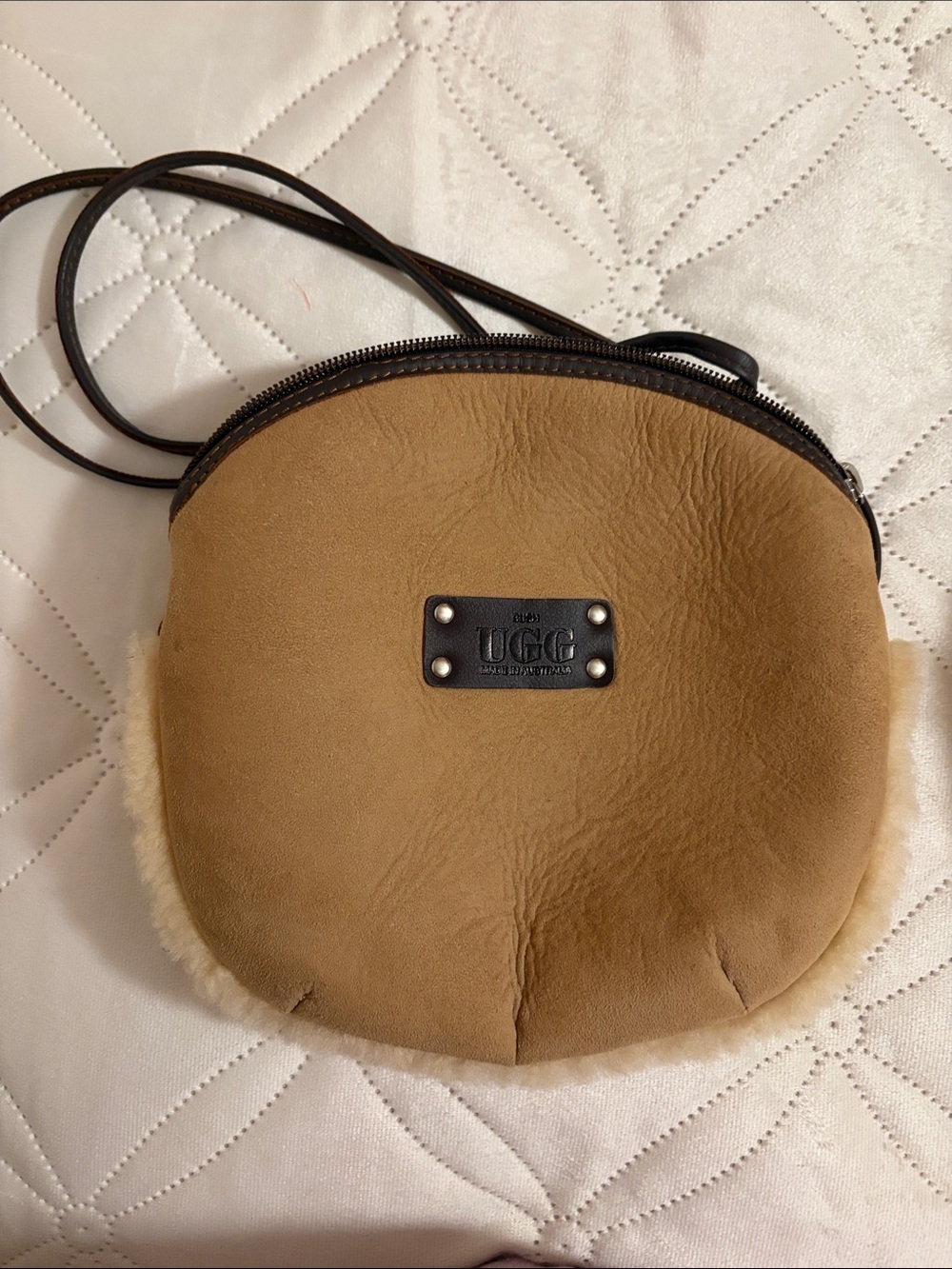 UGG Chestnut Brown Sheepskin Crossbody Bag